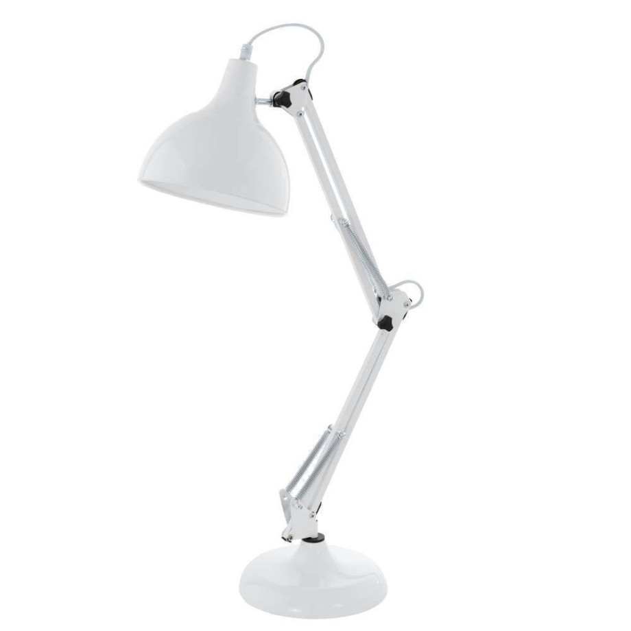EGLO Tafellamp BORGILLIO Vintage bureau lamp, staal in wit, retro, E27, incl. schakelaar (1 stuk) afbeelding 1