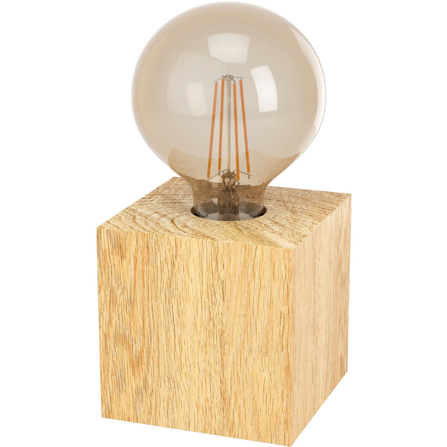 EGLO Tafellamp PRESTWICK 2 Tafel lamp in bruin van hout - excl. E27 - 40W (1 stuk) afbeelding 1