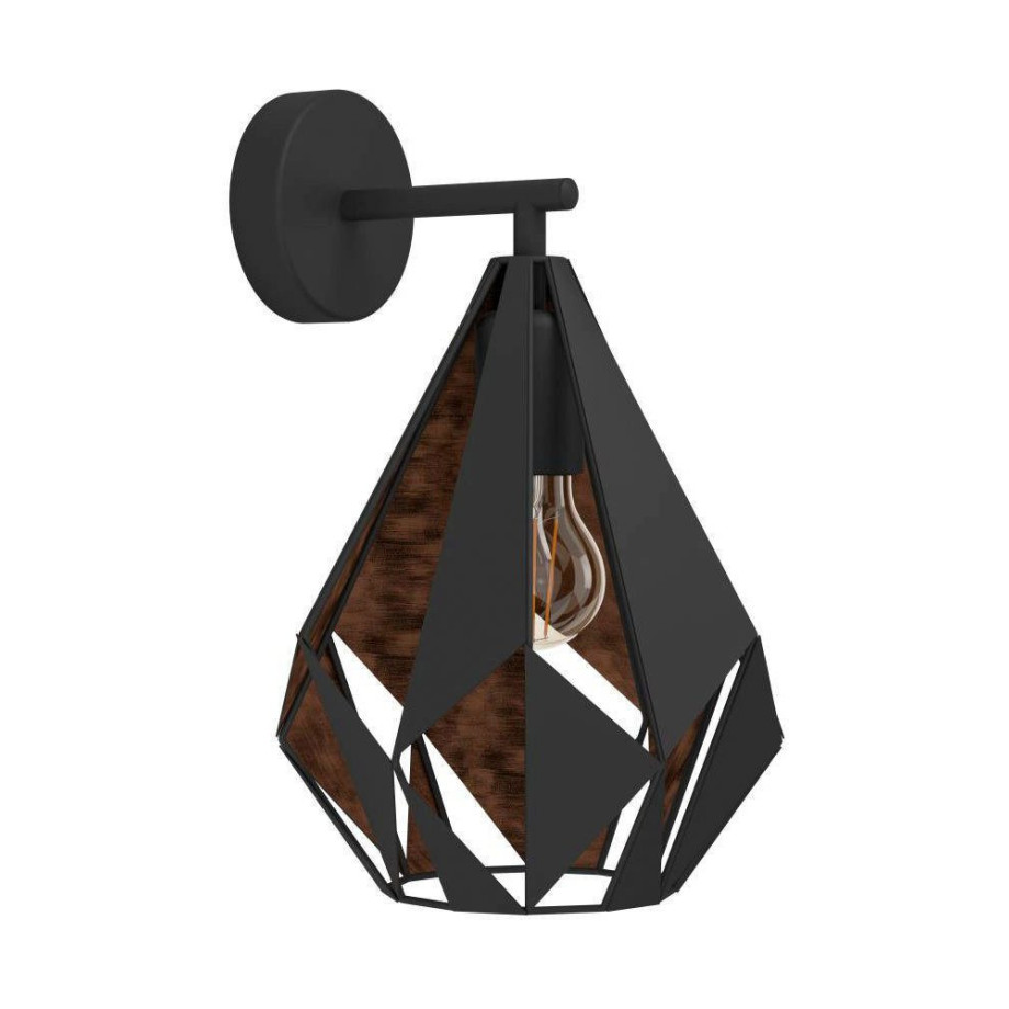 EGLO Wandlamp CARLTON 1 Vintage wandlamp, wandverlichting, metaal, zwart, koper, E27 (1 stuk) afbeelding 1
