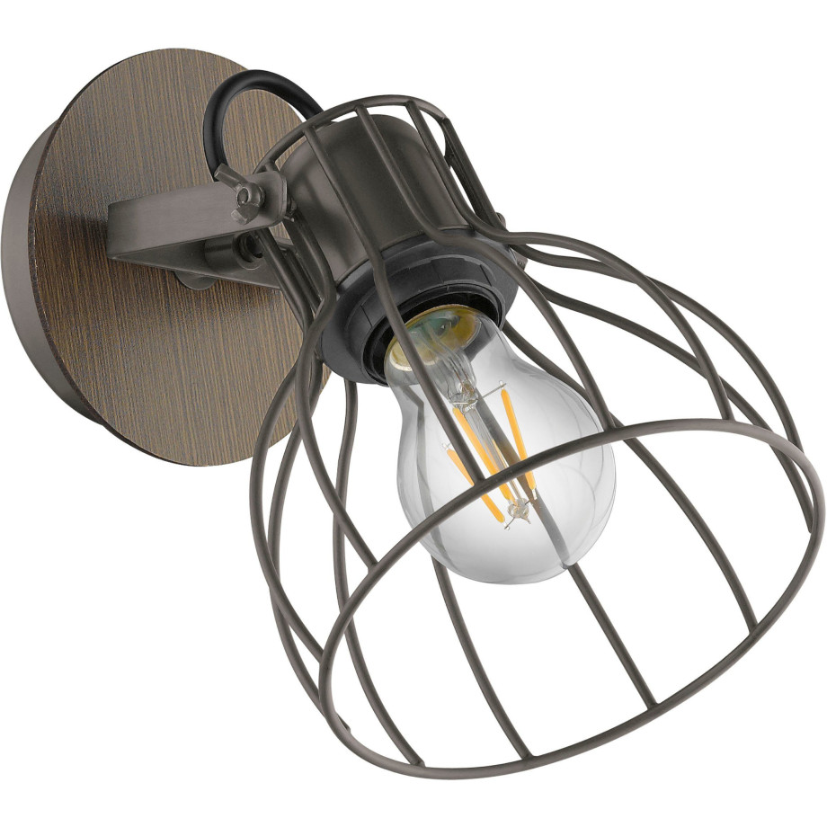 EGLO Wandlamp SAMBATELLO Vintage wandlamp in retro look, staal, bruin, fitting: E27 afbeelding 1