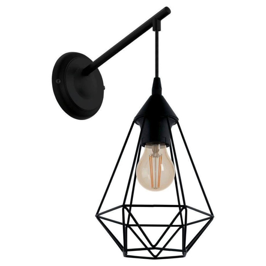 EGLO Wandlamp TARBES Vintage wandlamp, retro, staal, zwart, E27 (1 stuk) afbeelding 1