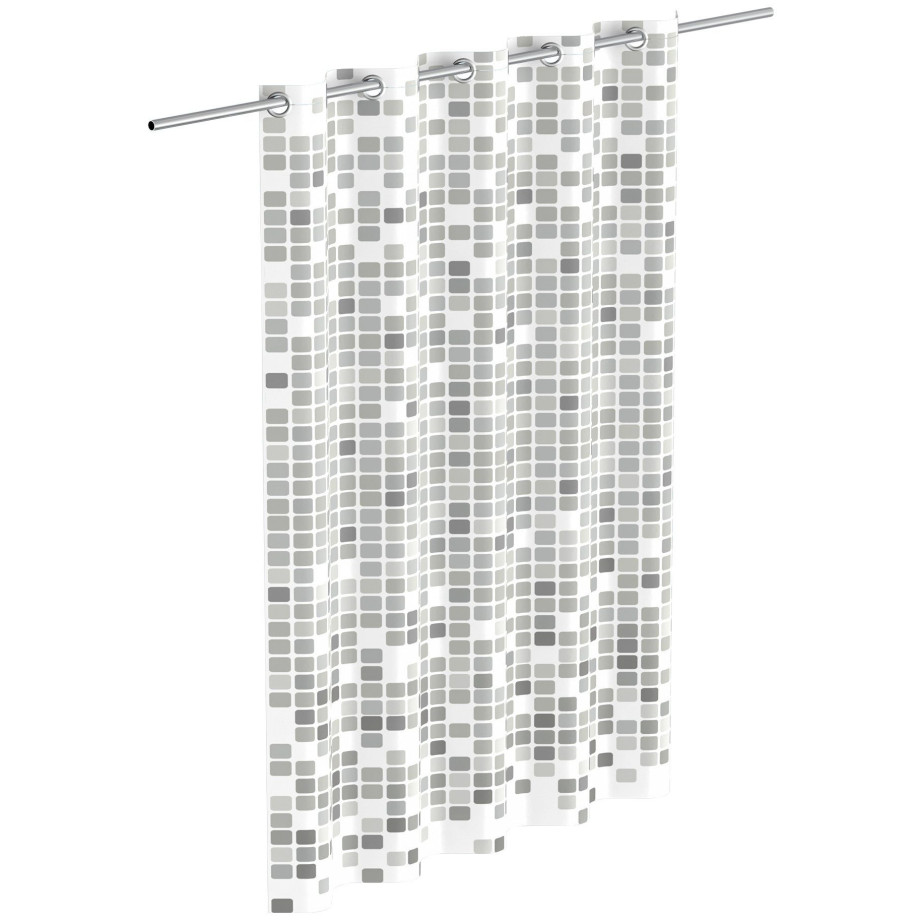 Eisl Douchegordijn Mozaïek grijs wasbaar anti-schimmel gordijn (hoogte 200 cm), grijs mozaïek-design afbeelding 1