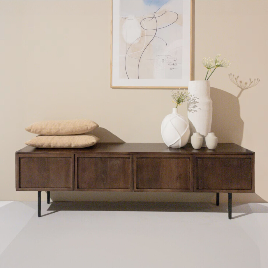 Livingfurn TV-meubel 'Elan Brown' Mangohout, 180cm afbeelding 