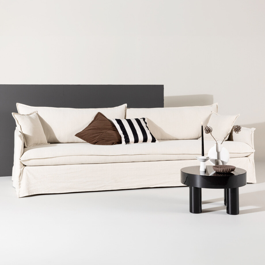 Nohr 4-zits Bank 'Elden' Linnen, 275cm, kleur Beige Nohr 4-zits Bank 'Elden' Linnen, 275cm, kleur Beige afbeelding 1