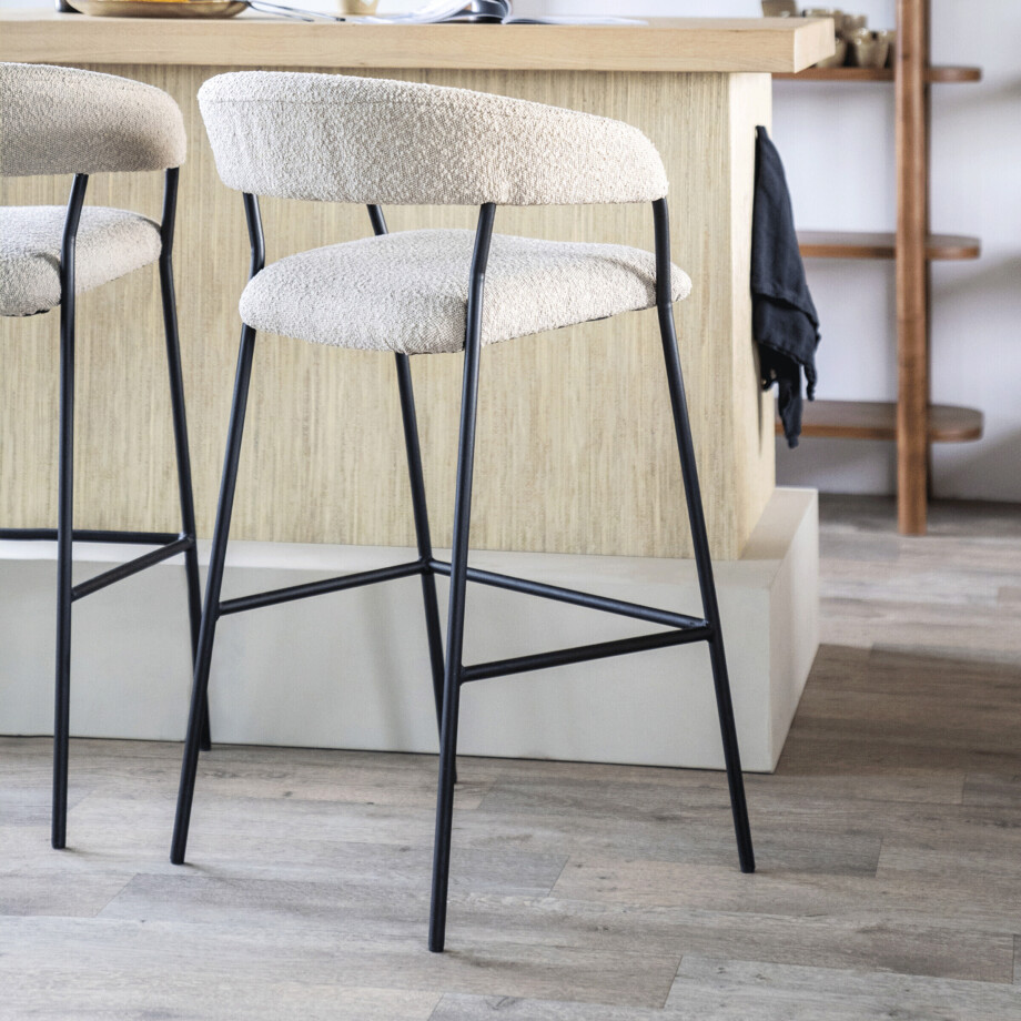 Eleonora Barkruk 'Luka' Bouclé, kleur Beige (zithoogte 68cm) afbeelding 1