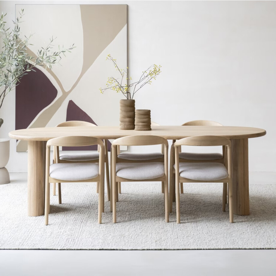 Eleonora Organische Eettafel 'Josh' Eiken, 250 x 110cm, kleur Naturel afbeelding 1