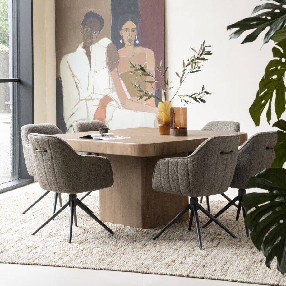 Eleonora Vierkante Eettafel 'Harmonie' Eiken, 140 x 140cm, kleur Bruin Eleonora Vierkante Eettafel 'Harmonie' Eiken, 140 x 140cm, kleur Bruin afbeelding 1