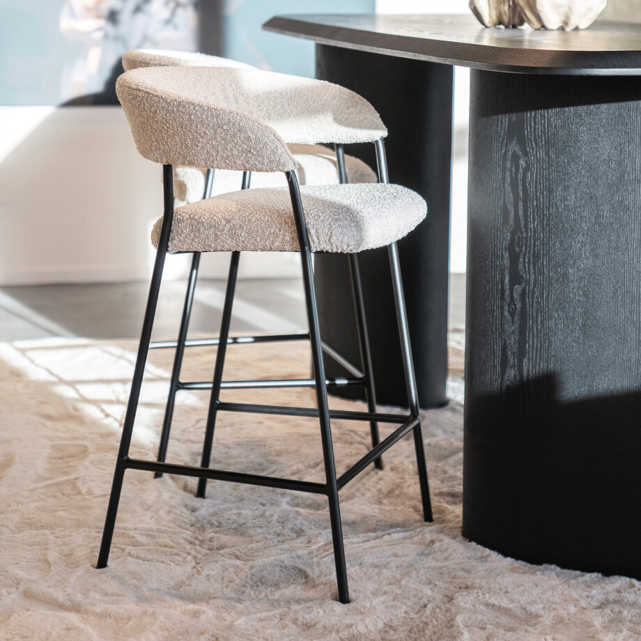 Eleonora Barkruk 'Luka' Bouclé, kleur Taupe (zithoogte 68cm) Eleonora Barkruk 'Luka' Bouclé, kleur Taupe (zithoogte 68cm) afbeelding 1