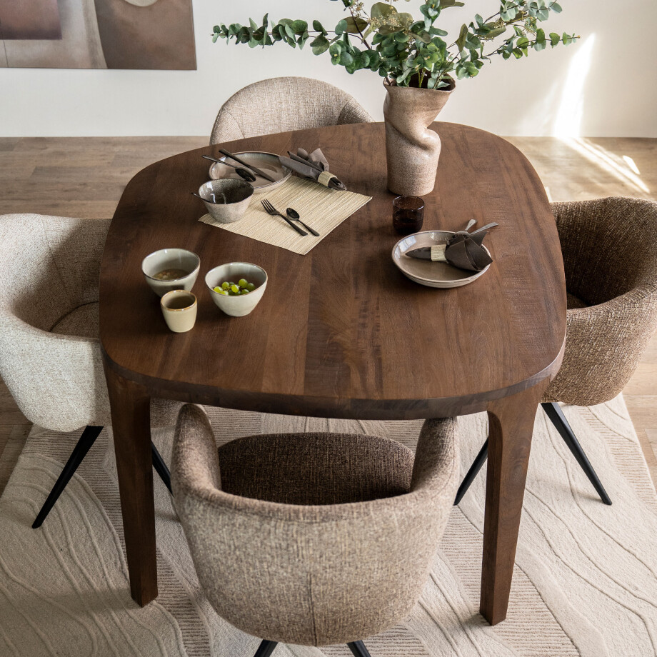 Eleonora Organische Eettafel 'Taylor' Mangohout, 140 x 120cm afbeelding 1