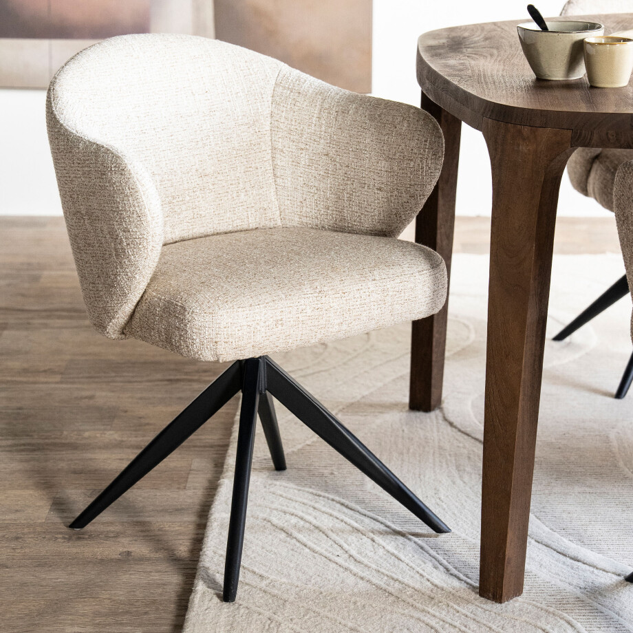 Eleonora Draaibare Eetkamerstoel 'Connor' kleur Beige afbeelding 1