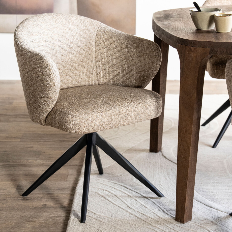 Eleonora Draaibare Eetkamerstoel 'Connor' kleur Taupe afbeelding 1