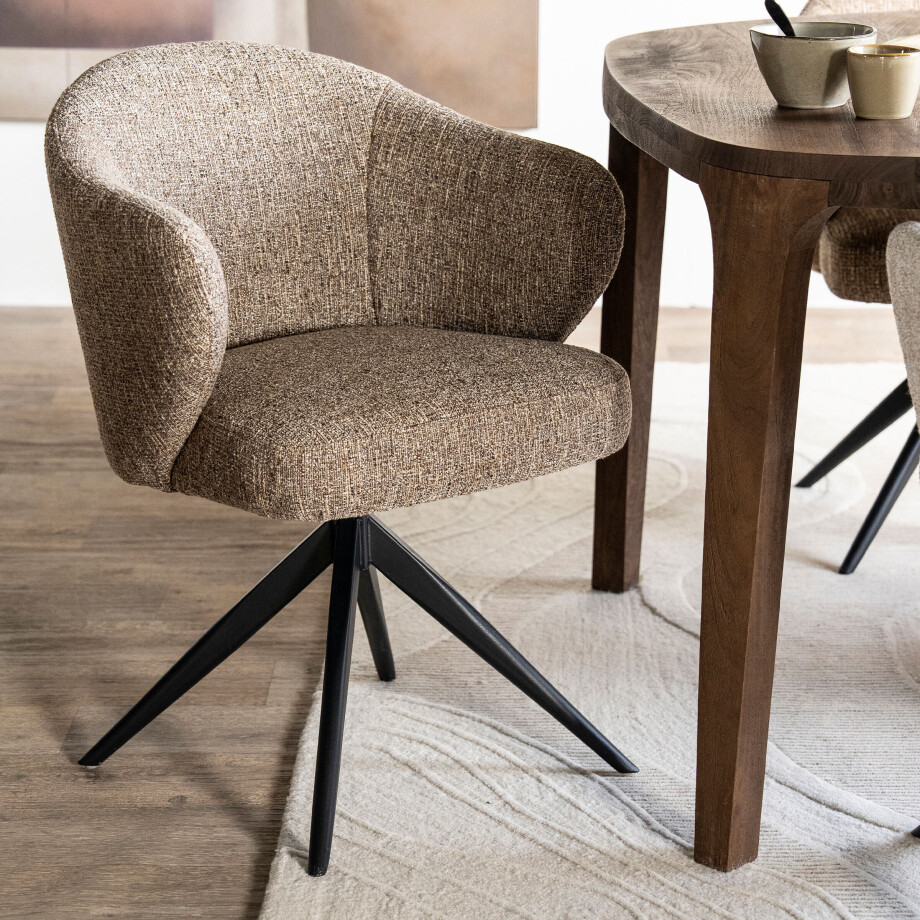 Eleonora Draaibare Eetkamerstoel 'Connor' kleur Bruin Eleonora Draaibare Eetkamerstoel 'Connor' kleur Bruin afbeelding 1