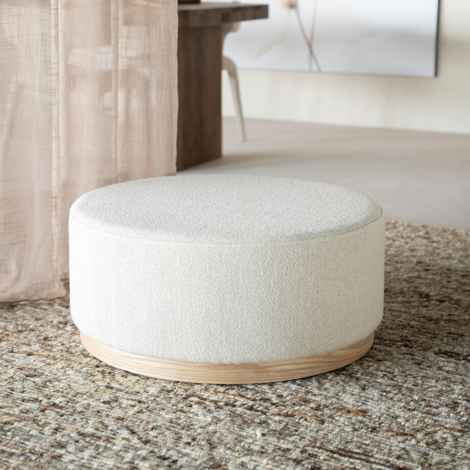 Eleonora Poef/Salontafel 'Avah' Bouclé, 80cm, kleur Beige afbeelding 1