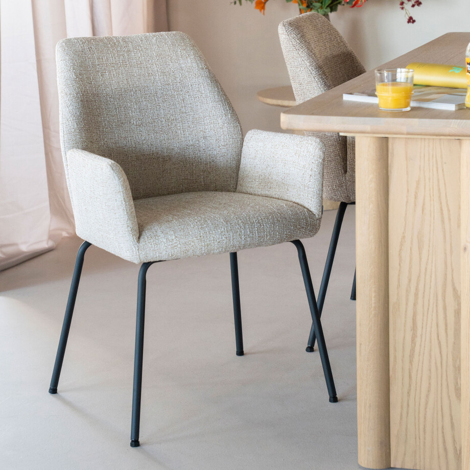 Eleonora Eetkamerstoel 'Indy' kleur Beige afbeelding 1