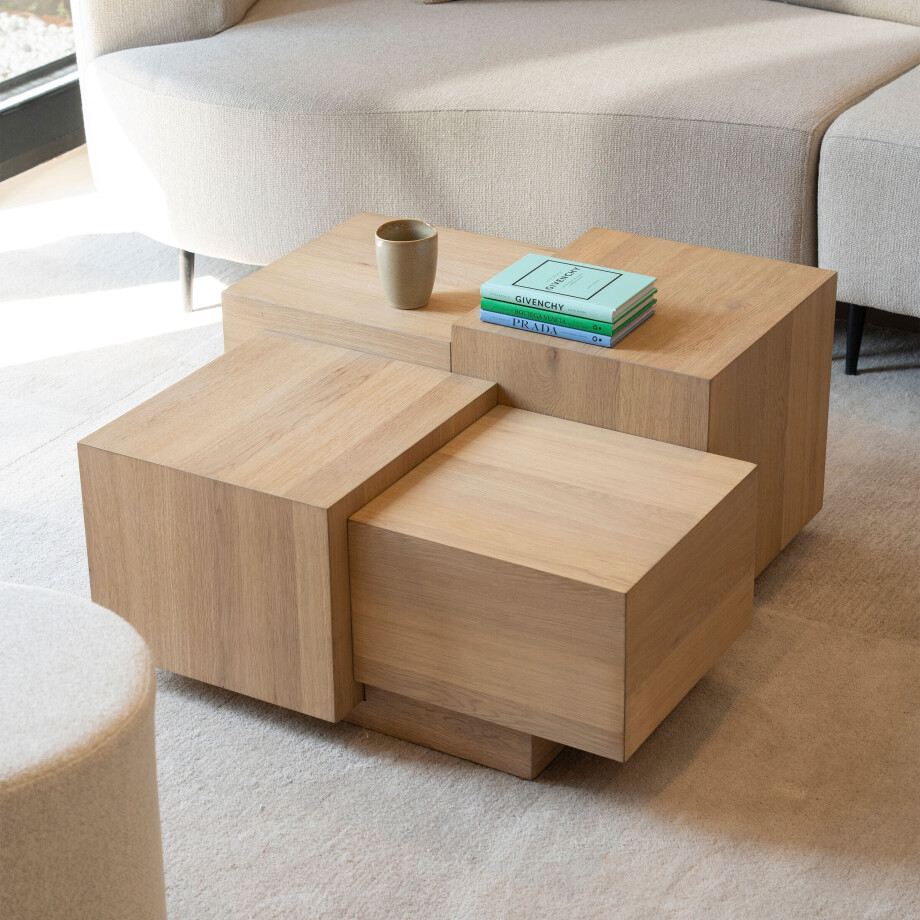 Eleonora Salontafel 'Quinten' Eiken, 80 x 80cm, kleur Naturel afbeelding 1