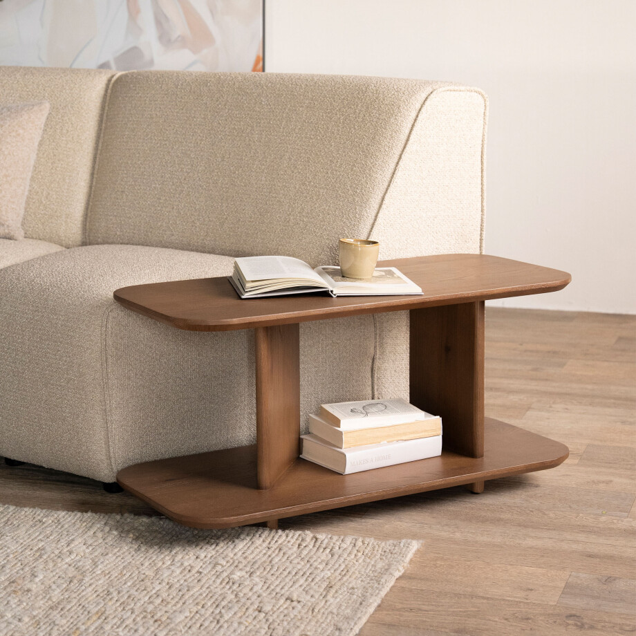 Eleonora Bijzettafel 'Ty' Eiken, 90 x 40cm, kleur Bruin afbeelding 1