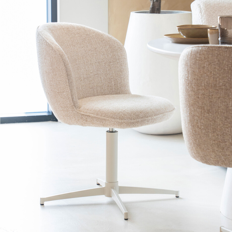 Eleonora Draaibare Eetkamerstoel 'Molly' kleur Beige Eleonora Draaibare Eetkamerstoel 'Molly' kleur Beige afbeelding 1