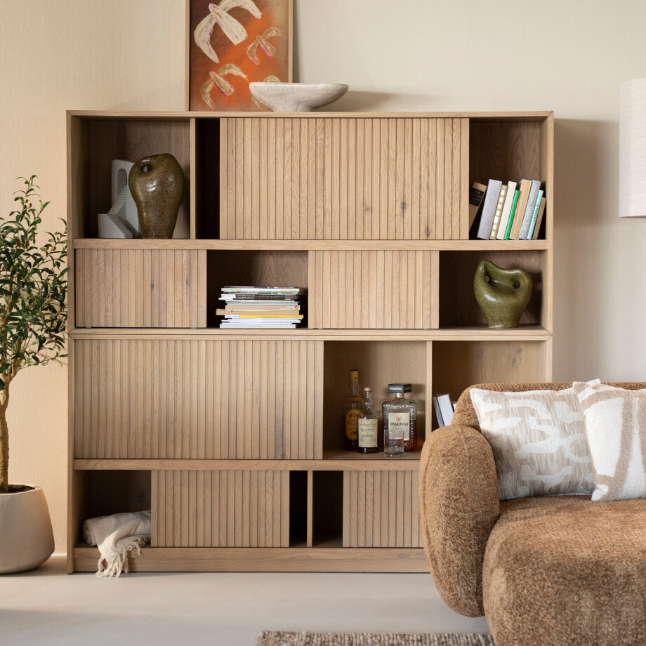 Eleonora Boekenkast 'Milo' Eiken, 173 x 180cm, kleur Naturel afbeelding 1