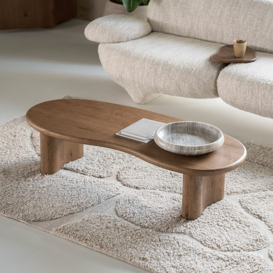 Eleonora Organische Salontafel 'Josh' Eiken, 140 x 60cm, kleur Bruin afbeelding 1
