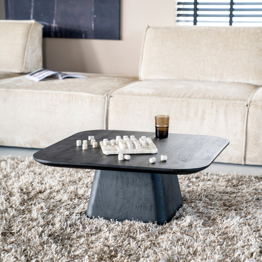 Eleonora Salontafel 'Aron' Mangohout, 80 x 80cm, kleur Zwart afbeelding 1