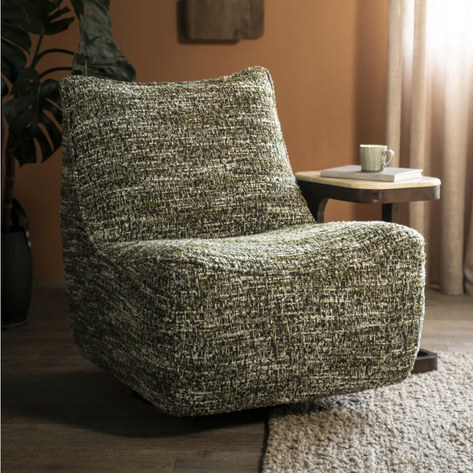Eleonora Draaifauteuil 'Loys' Chenille, kleur Groen Eleonora Draaifauteuil 'Loys' Chenille, kleur Groen afbeelding 1