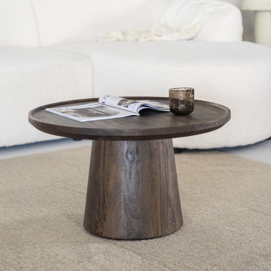 Eleonora Ronde Salontafel 'Ron' Mangohout, kleur Bruin, 66cm afbeelding 1