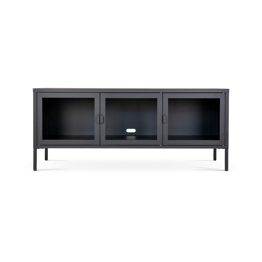 Ellis metalen tv meubel zwart - 130 x 40 cm afbeelding 1