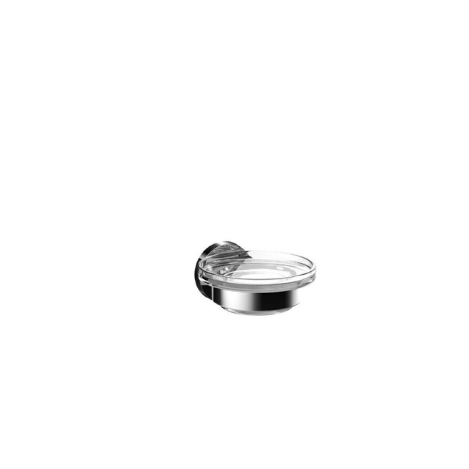 Emco Round Zeephouder - 10x9x5cm - met zeepschaal - chroom/kristal helder glas 433000100 afbeelding 1