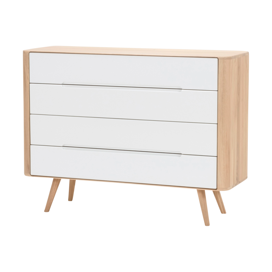 Ena drawer 120 - 4 drawers houten ladekast whitewash - 120 x 90 cm afbeelding 1