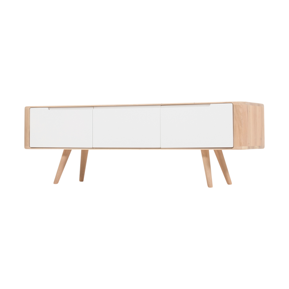 Ena lowboard houten tv meubel whitewash - 135 x 42 cm afbeelding 1