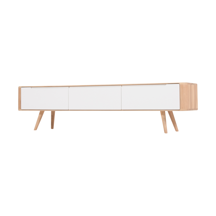 Ena lowboard houten tv meubel whitewash - 180 x 42 cm Ena lowboard houten tv meubel whitewash - 180 x 42 cm afbeelding 1