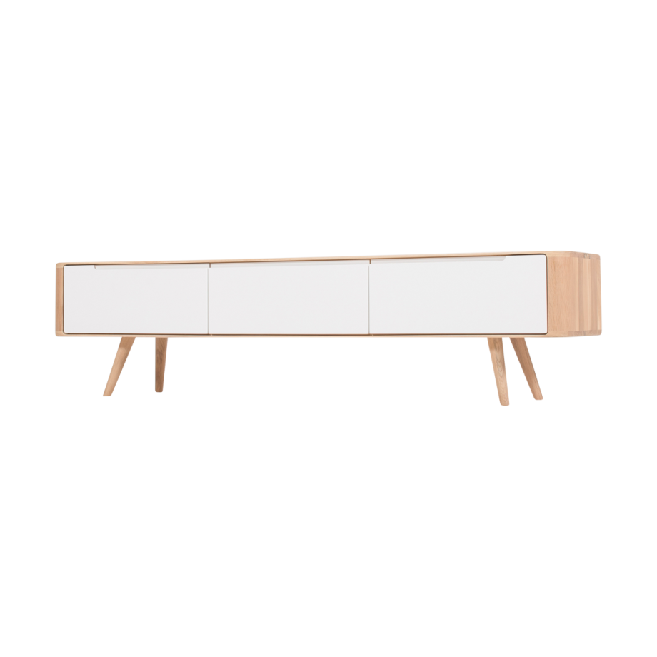 Ena lowboard houten tv meubel whitewash - 180 x 42 cm afbeelding 1