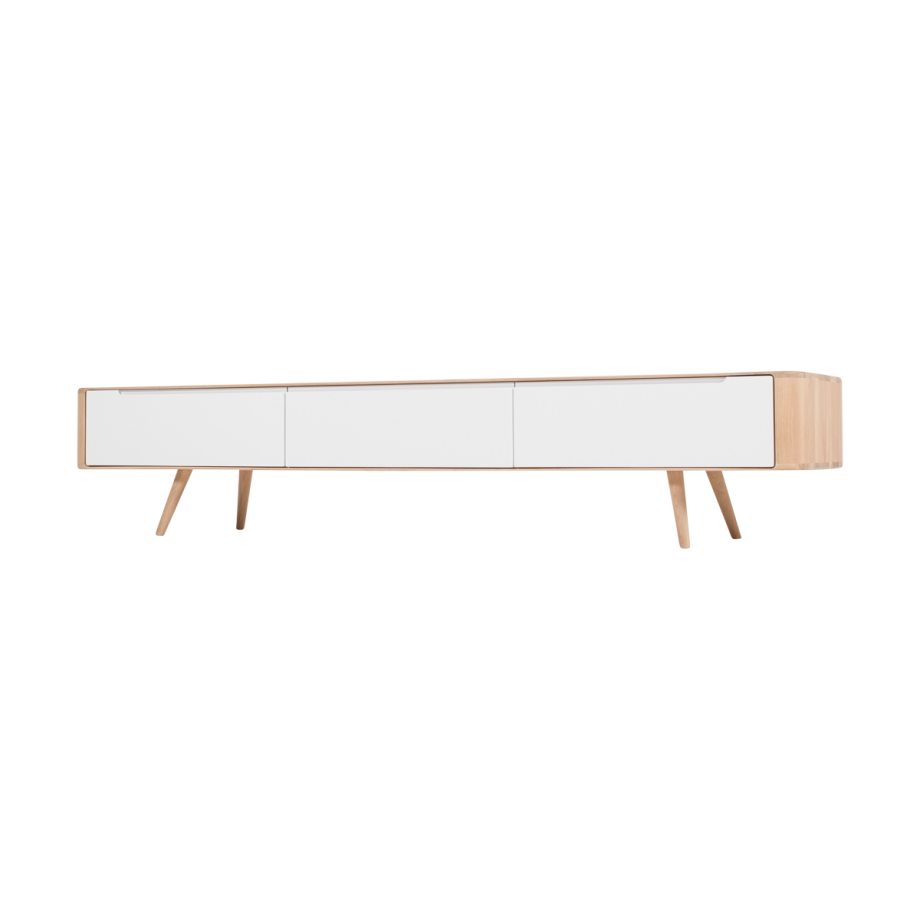 Ena lowboard houten tv meubel whitewash - 225 x 42 cm Ena lowboard houten tv meubel whitewash - 225 x 42 cm afbeelding 1