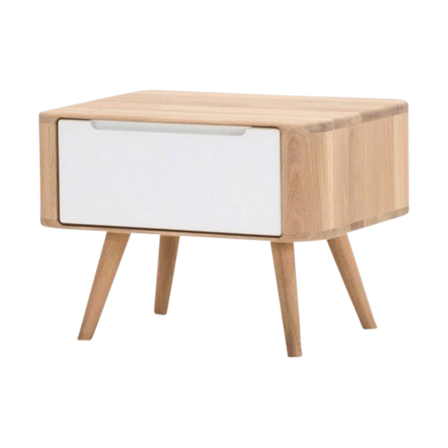 Ena nightstand 55 houten nachtkastje whitewash - 1 lade afbeelding 1