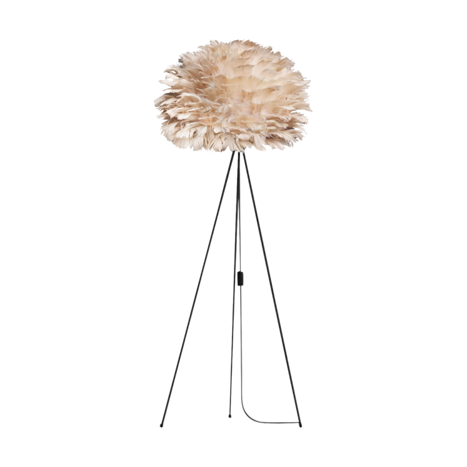 Eos Medium vloerlamp light brown - met tripod zwart - Ø 45 cm afbeelding 