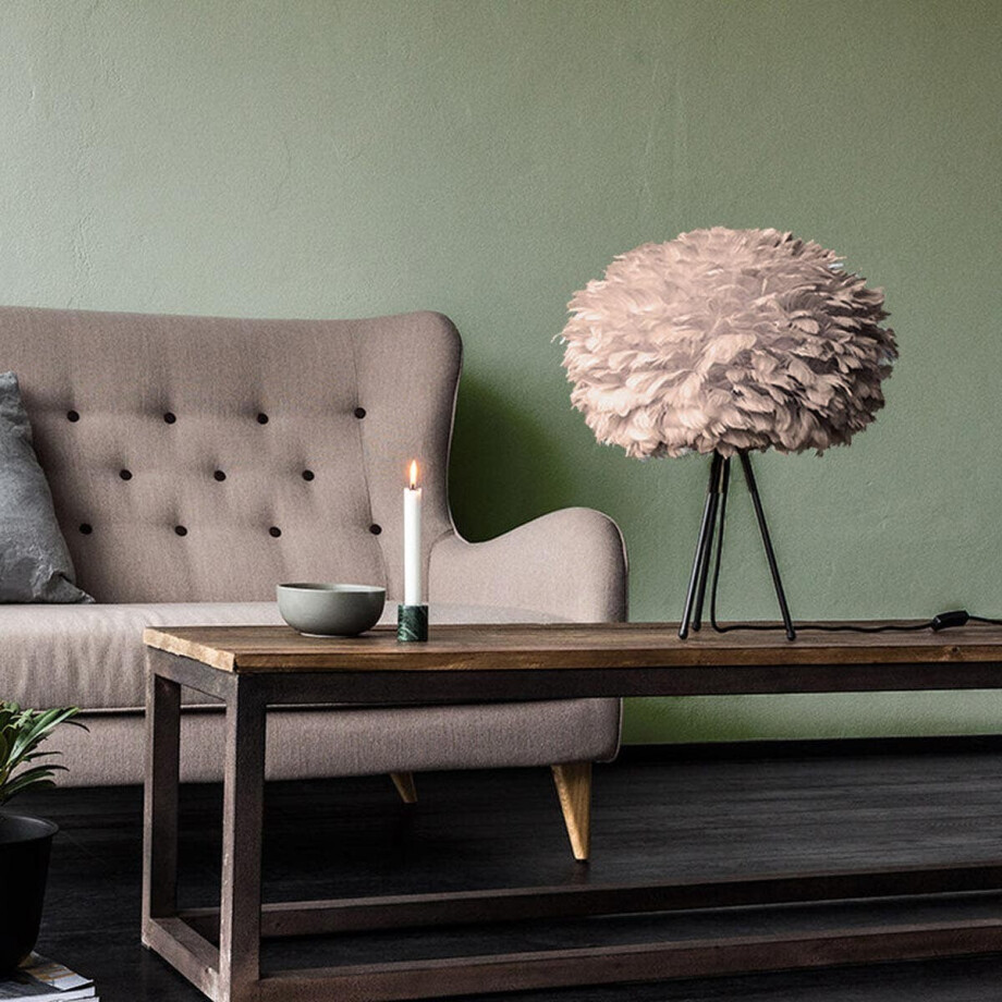 Eos Medium tafellamp light brown - met tripod zwart - Ø 45 cm Eos Medium tafellamp light brown - met tripod zwart - Ø 45 cm afbeelding 1