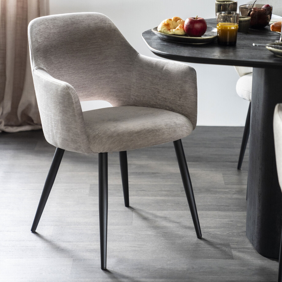 Eleonora Eetkamerstoel 'Esmee' Met armleuning, kleur Beige Eleonora Eetkamerstoel 'Esmee' Met armleuning, kleur Beige afbeelding 1