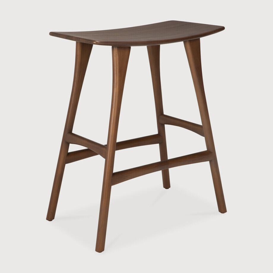 Ethnicraft Barkruk 'Osso' Gevernist Teakhout, kleur Bruin (zithoogte 65cm) afbeelding 1