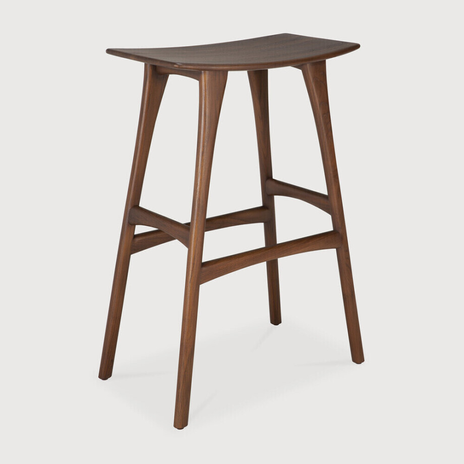 Ethnicraft Barkruk 'Osso' Gevernist Teakhout, kleur Bruin (zithoogte 78cm) afbeelding 1