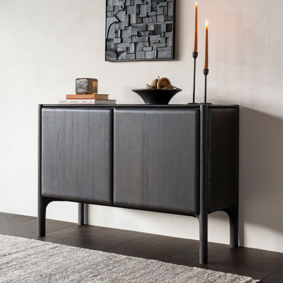 Ethnicraft Dressoir 'PI' Gevernist Teakhout, 119cm, kleur Donkerbruin Ethnicraft Dressoir 'PI' Gevernist Teakhout, 119cm, kleur Donkerbruin afbeelding 1