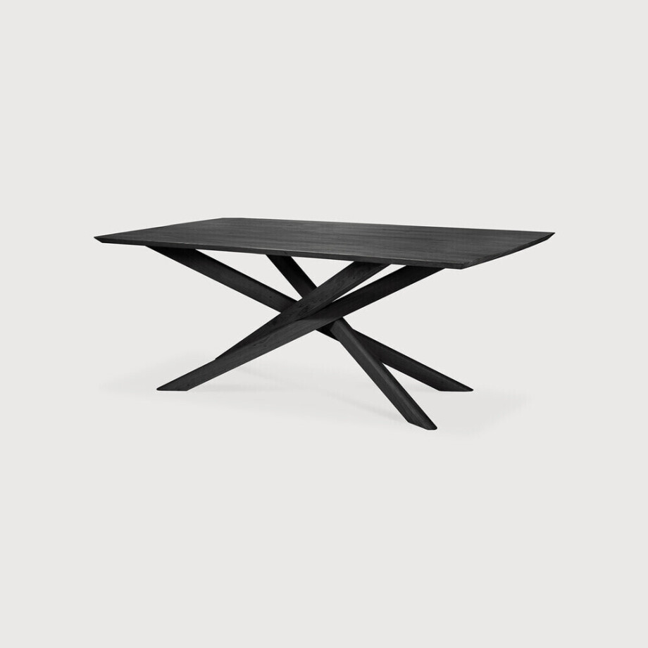 Ethnicraft Eettafel 'Mikado' Gevernist Eikenhout, 203 x 106cm, kleur Zwart afbeelding 1