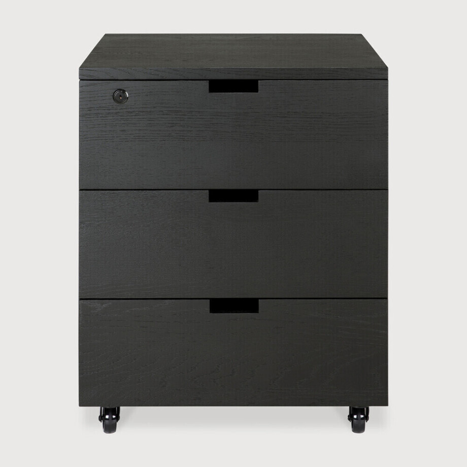 Ethnicraft Ladekast 'Billy' Gevernist Eikenhout, Met 3 laden, kleur Zwart afbeelding 1