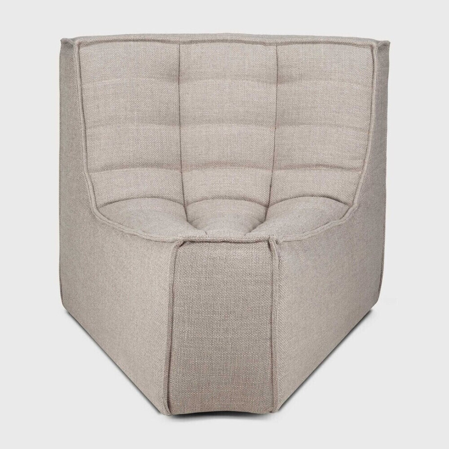 Ethnicraft Modulaire Bank 'N701' 45° Rond Hoekelement, kleur Beige Ethnicraft Modulaire Bank 'N701' 45° Rond Hoekelement, kleur Beige afbeelding 1