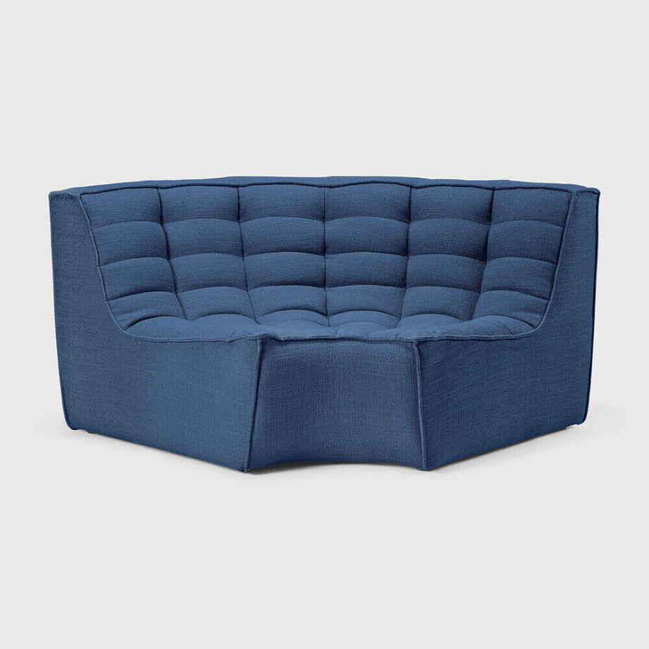 Ethnicraft Modulaire Bank 'N701' 90° Rond Hoekelement, kleur Blauw Ethnicraft Modulaire Bank 'N701' 90° Rond Hoekelement, kleur Blauw afbeelding 1