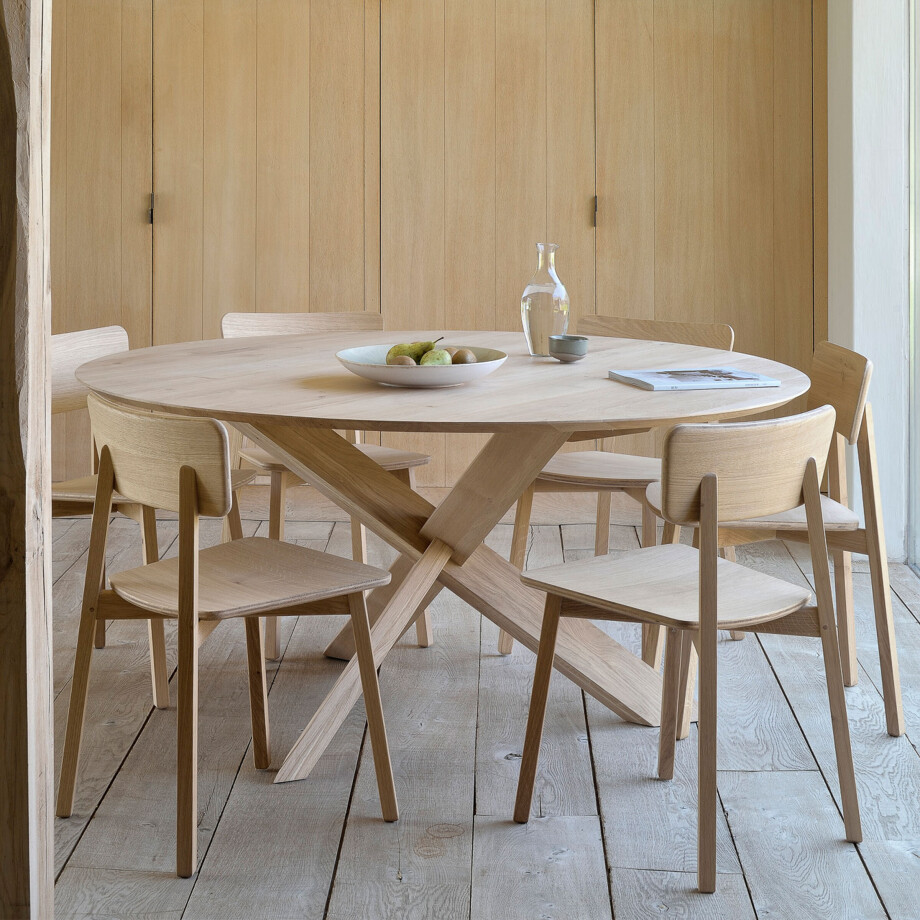 Ethnicraft Ronde Eettafel 'Circle' Gevernist Eikenhout, 163cm afbeelding 
