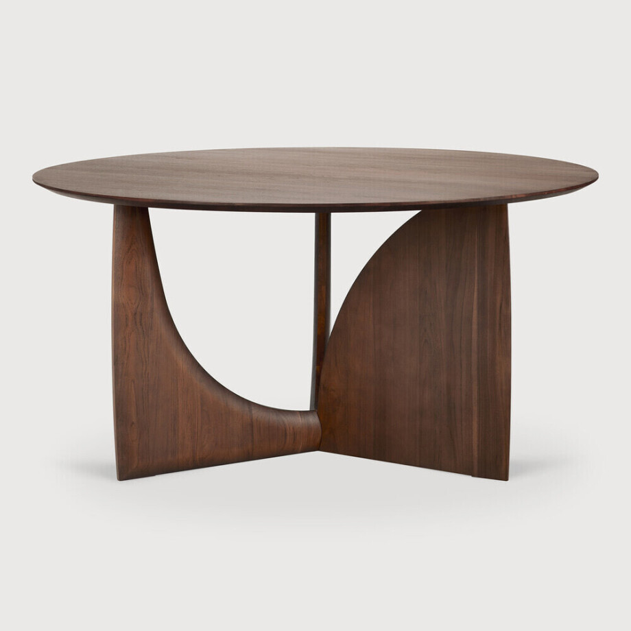 Ethnicraft Ronde Eettafel 'Geometric' Gevernist Teakhout, 150cm, kleur Bruin afbeelding 1