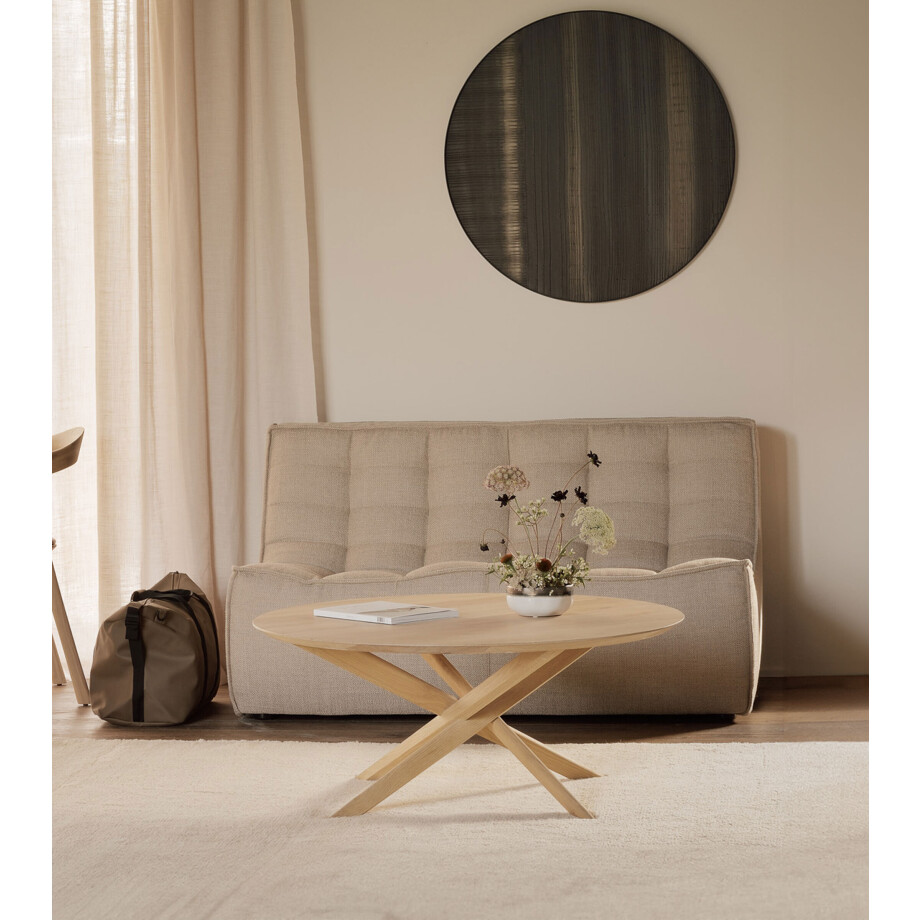 Ethnicraft Ronde Salontafel 'Mikado' Geolied Eikenhout, 100cm afbeelding 