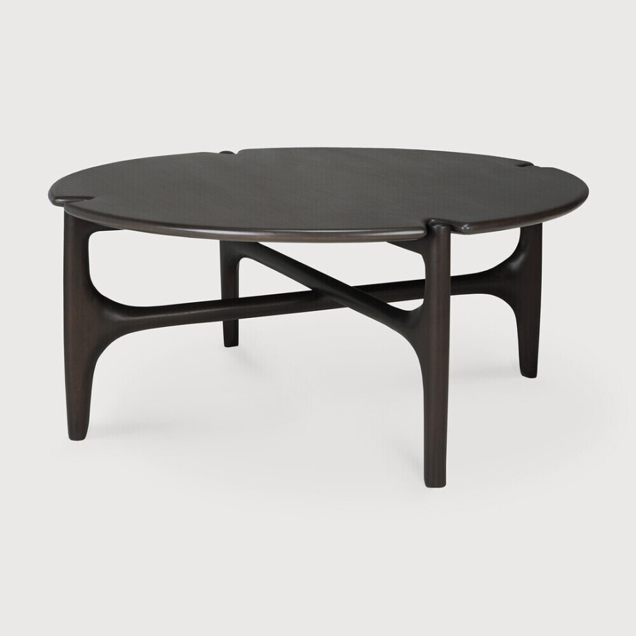 Ethnicraft Ronde Salontafel 'PI' Gevernist Mahoniehout, 80cm, kleur Donkerbruin afbeelding 1