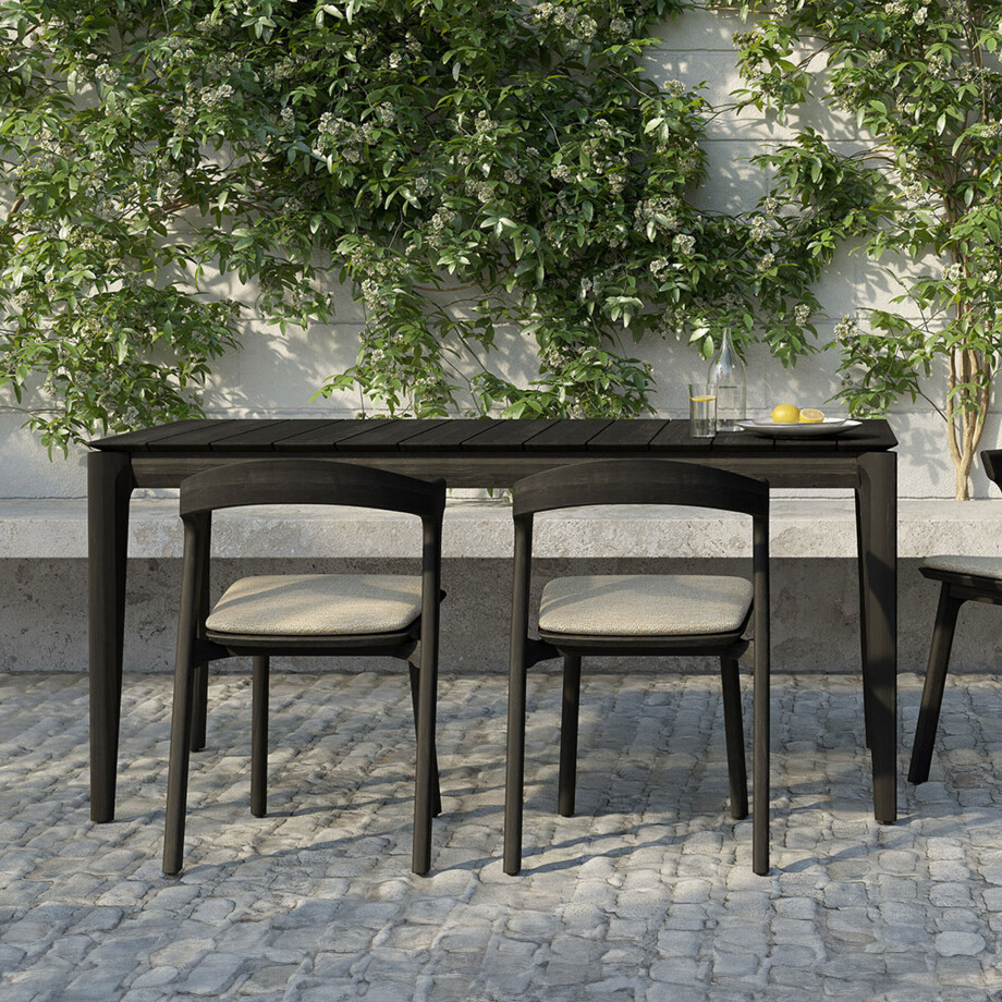 Ethnicraft Tuintafel 'Bok' Gevernist Teakhout, 162 x 80cm, kleur Zwart Ethnicraft Tuintafel 'Bok' Gevernist Teakhout, 162 x 80cm, kleur Zwart afbeelding 1