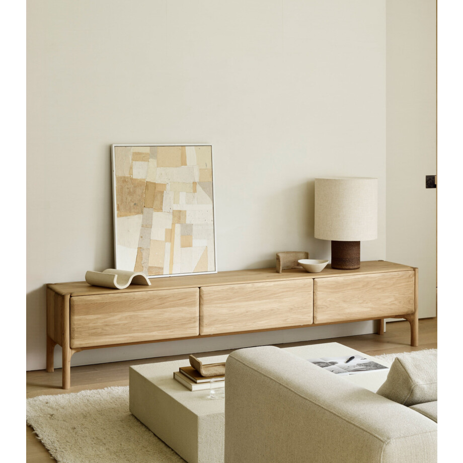 Ethnicraft TV-meubel 'PI' Geolied Eikenhout, 242cm afbeelding 